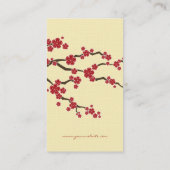 Red Sakura Flowers Oriental Chic Cherry Blossoms Business Card (Back)