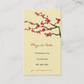 Red Sakura Flowers Oriental Chic Cherry Blossoms Business Card (Front)