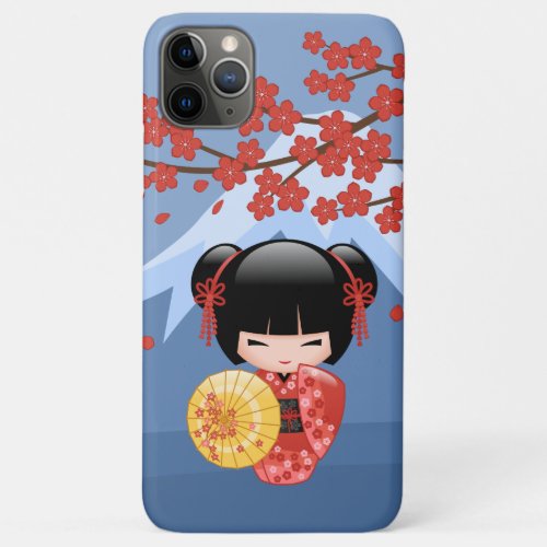 Red Sakura Kokeshi Doll _ Cute Geisha Girl iPhone 11 Pro Max Case