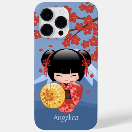 Red Sakura Kokeshi Doll _ Cute Geisha Girl Case_Mate iPhone 14 Pro Max Case