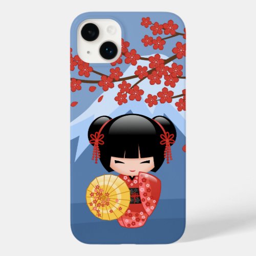 Red Sakura Kokeshi Doll _ Cute Geisha Girl Case_Mate iPhone 14 Plus Case