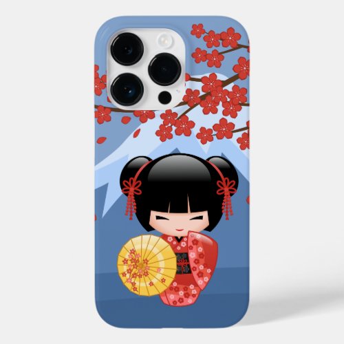 Red Sakura Kokeshi Doll _ Cute Geisha Girl Case_Mate iPhone 14 Pro Case