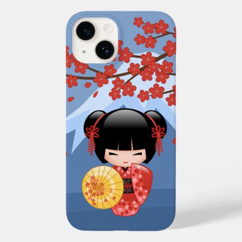 Red Sakura Kokeshi Doll _ Cute Geisha Girl Case_Mate iPhone 14 Case