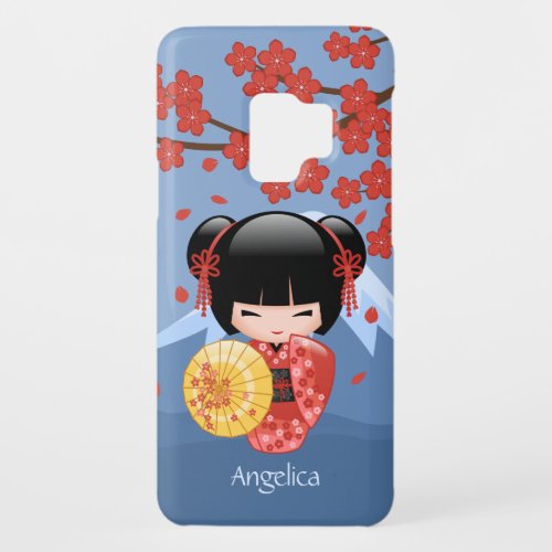 Red Sakura Kokeshi Doll _ Cute Geisha Girl Case_Mate Samsung Galaxy S9 Case