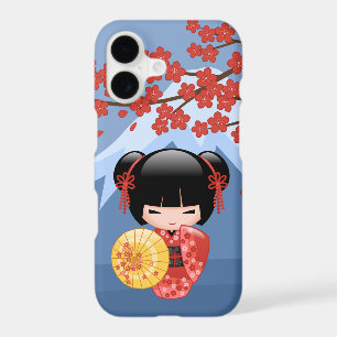 Red Sakura Kokeshi Doll - Cute Geisha Girl iPhone 17 Case