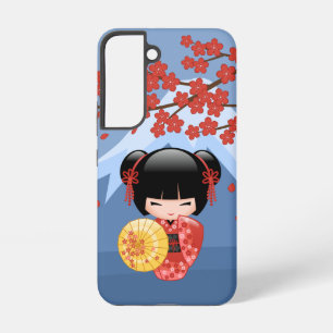 Red Sakura Kokeshi Doll - Cute Geisha Girl Samsung Galaxy S22 Case