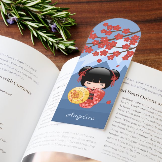 Red Sakura Kokeshi Doll Japanese Geisha Blue Bookmarks (Book)