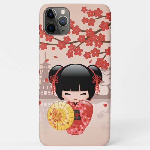 Red Sakura Kokeshi Doll _ Japanese Geisha iPhone 11 Pro Max Case