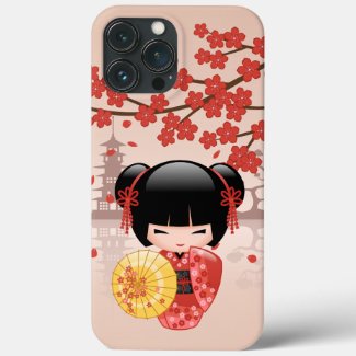 Red Sakura Kokeshi Doll - Japanese Geisha Case-Mate iPhone Case