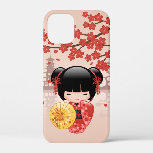 Red Sakura Kokeshi Doll _ Japanese Geisha iPhone 12 Mini Case