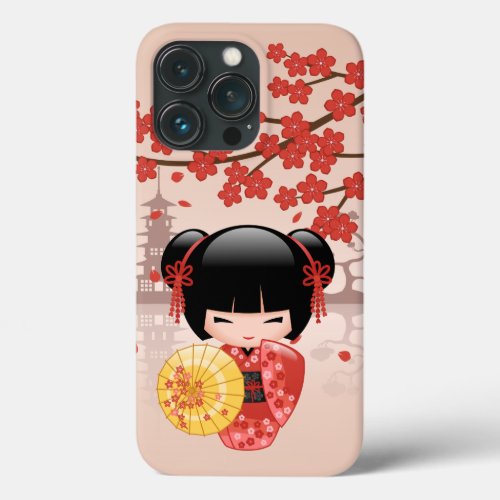 Red Sakura Kokeshi Doll _ Japanese Geisha iPhone 13 Pro Case