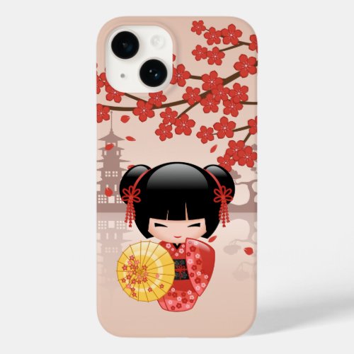 Red Sakura Kokeshi Doll _ Japanese Geisha Case_Mate iPhone 14 Case