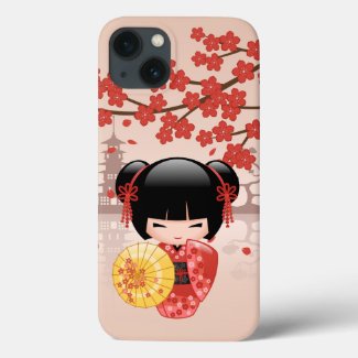 Red Sakura Kokeshi Doll - Japanese Geisha Case-Mate iPhone Case