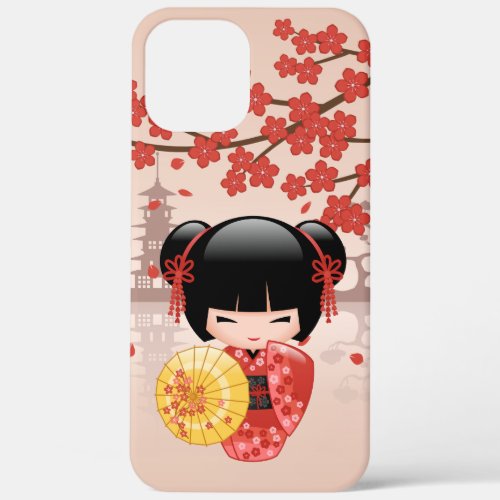 Red Sakura Kokeshi Doll _ Japanese Geisha iPhone 12 Pro Max Case