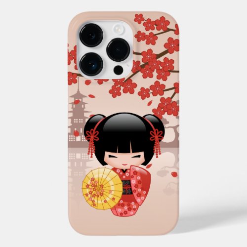 Red Sakura Kokeshi Doll _ Japanese Geisha Case_Mate iPhone 14 Pro Case