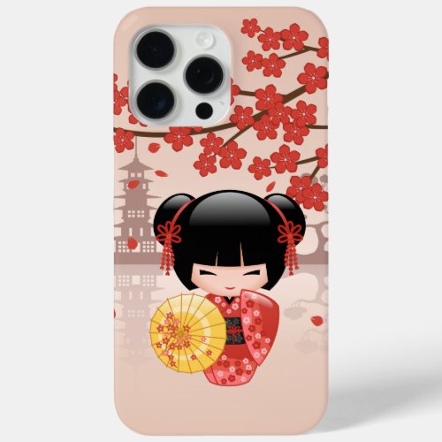 Red Sakura Kokeshi Doll _ Japanese Geisha iPhone 15 Pro Max Case