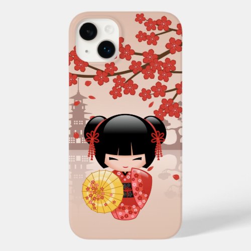 Red Sakura Kokeshi Doll _ Japanese Geisha Case_Mate iPhone 14 Plus Case