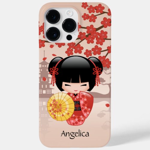 Red Sakura Kokeshi Doll _ Japanese Geisha Case_Mate iPhone 14 Pro Max Case