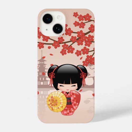 Red Sakura Kokeshi Doll _ Japanese Geisha iPhone 14 Case