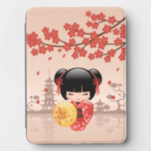 Red Sakura Kokeshi Doll Japanese Geisha