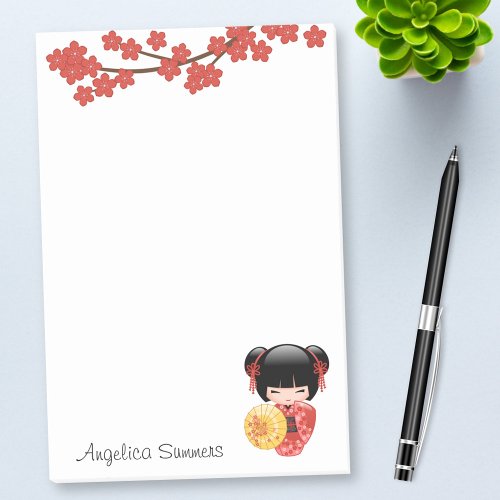 Red Sakura Kokeshi Doll _ Japanese Geisha Post_it Notes