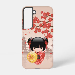 Red Sakura Kokeshi Doll - Japanese Geisha Samsung Galaxy S22 Case