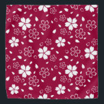 Red Sakura Pattern Bandana<br><div class="desc">Traditional Japanese Sakura white cherry blossom flowers on red.</div>