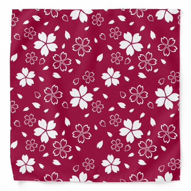 Red Sakura Pattern Bandana (Front)