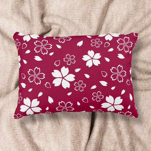 Red Sakura Pattern Decorative Pillow