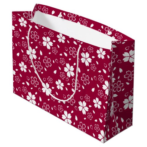 Red Sakura Pattern Large Gift Bag
