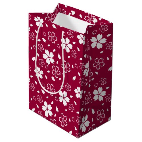 Red Sakura Pattern Medium Gift Bag