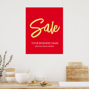 Red Sale Sign w Business Name, Social Media Handle
