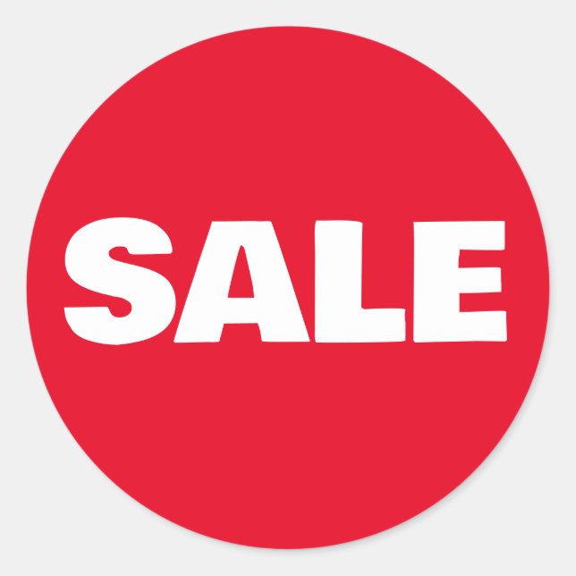 Red SALE Stickers White Text for Retail Discount  (Front)