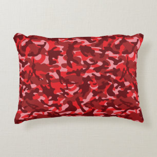 Red Salmon Camouflage Accent Pillow