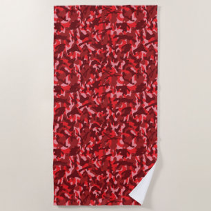 Red Salmon Camouflage Beach Towel