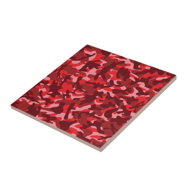 Red Salmon Camouflage Ceramic Tile (Side)