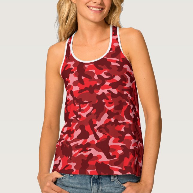 Red Salmon Camouflage Tank Top (Front)