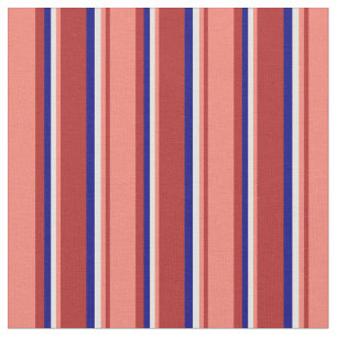 Red, Salmon, Light Yellow & Blue Pattern Fabric