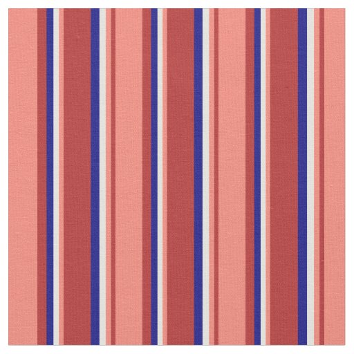 Red, Salmon, Light Yellow & Blue Pattern Fabric