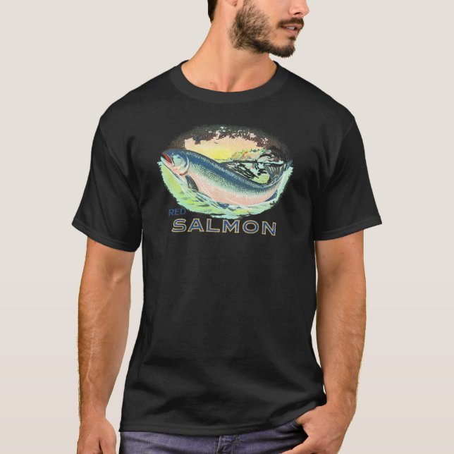 Red Salmon - Vintage Food Crate Label T-Shirt (Front)