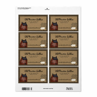 Red Saltbox House & Sheep Editable Shipping Label