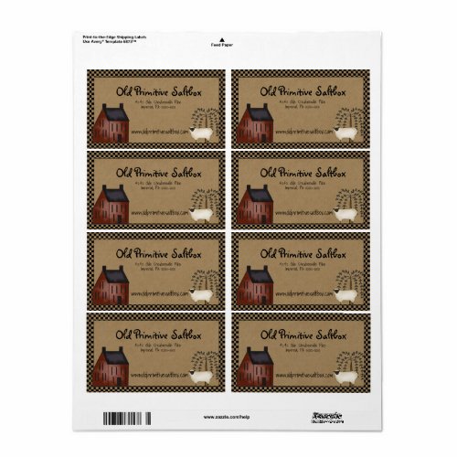 Red Saltbox House  Sheep Editable Shipping Label