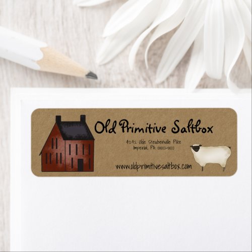 Red Saltbox House  Sheep Editable Shipping Label
