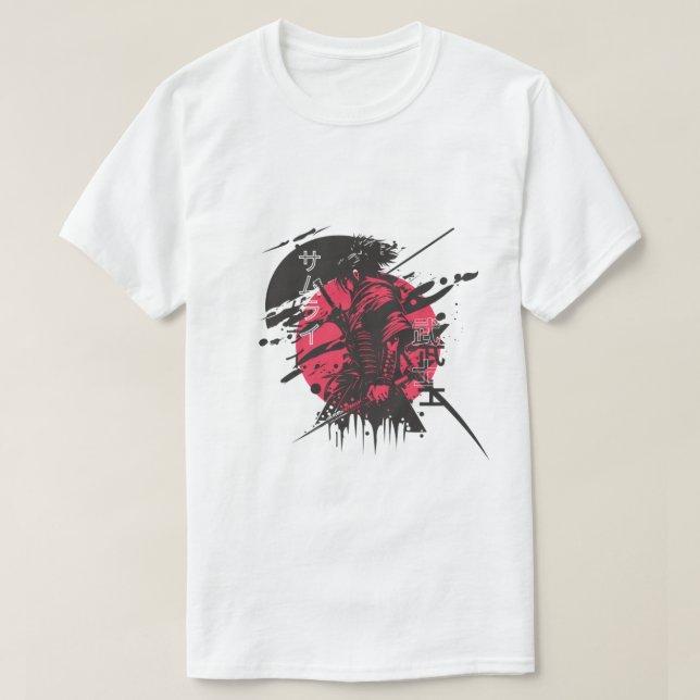 Red Samurai Warrior – Powerful Japanese Spirit Art T-Shirt (Design Front)