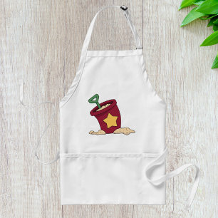 Red Sand Bucket with Star and Shovel Adult Apron