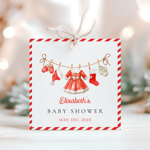 Red Santa Baby Baby Shower Favor Tags