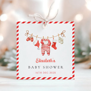 Red Santa Baby Baby Shower Favor Tags