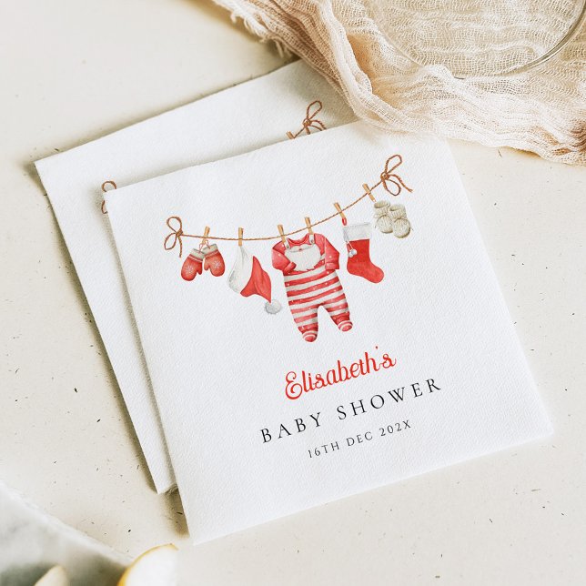 Red Santa Baby Baby Shower Napkins (Creator Uploaded)