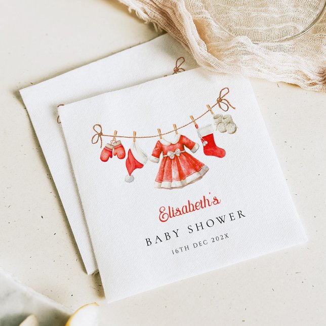 Red Santa Baby Baby Shower Napkins (Creator Uploaded)