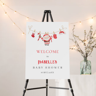 Red Santa Baby Baby Shower Welcome Foam Board
